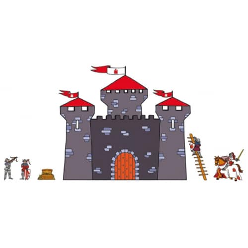 Sticker mural pour enfants chateau et chevaliers