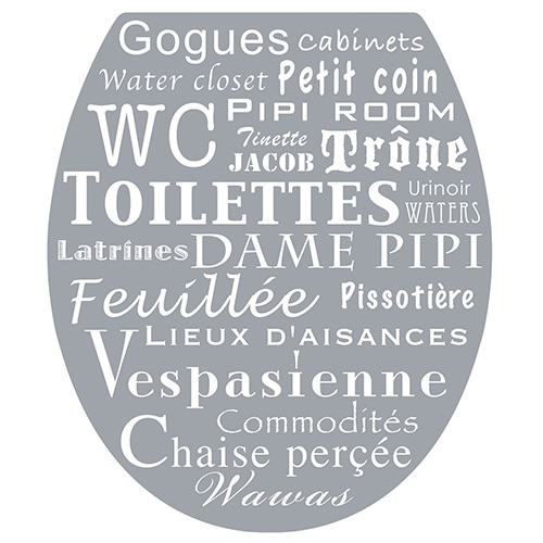 Sticker argot gris et blanc pour abattant de toilette