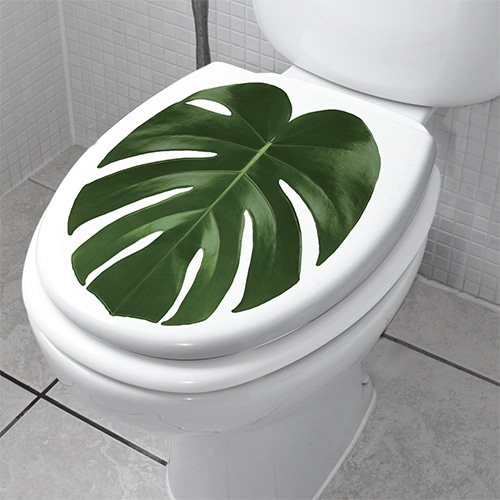 Sticker Feuilles tropicales Urban Jungle collé sur WC