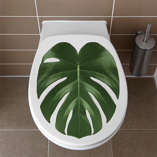 1 pièce Autocollant couvercle toilette à motif végétal tropical, Mode en  ligne