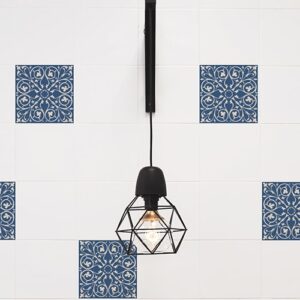 Stickers pour carrelage imitation Faux Carreaux de Cilent Bleus lampe design