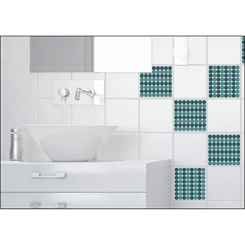 Sticker imitation Carrelage Pois salle de bain