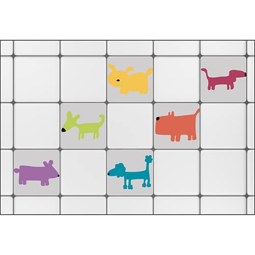 Sticker imitation Carreaux de Carrelage Funny Dogs m