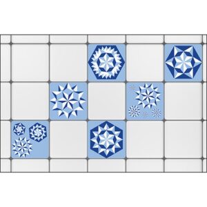 Sticker imitation Carrelage Flocons de Neige