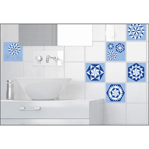 Sticker imitation Carrelage Flocons de Neige salle de bain