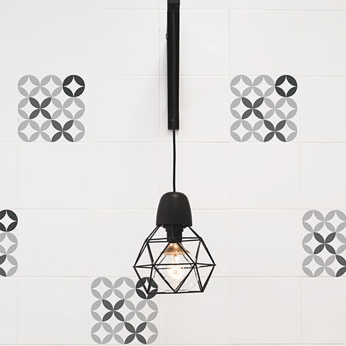 Sticker imitation Carrelage Carreaux de Ciment XO Gris lampe design
