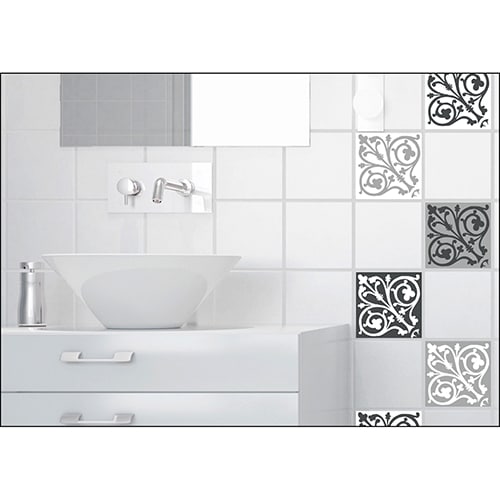 Sticker imitation Carrelage Ciment Baroque salle de bain