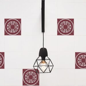 Sticker autocollant Carrelage Ciment Rouge avec lampe design