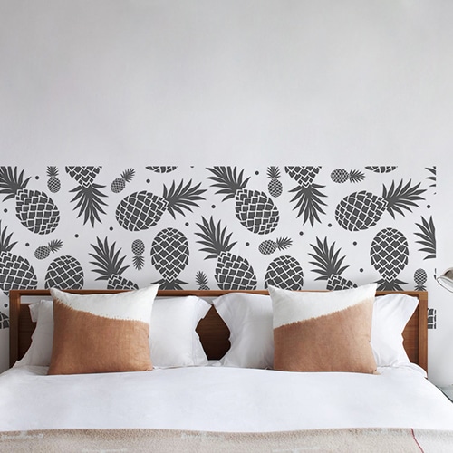 Sticker tête de lit motifs dessins de Papouasie sur mur blanc