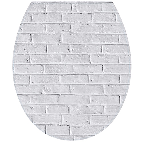 Sticker mur de briques blanche pour abattant de toilette