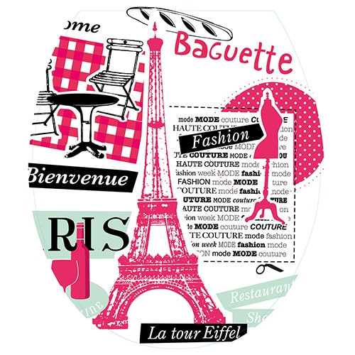 Stickers abattant de toilette paris rose et noir