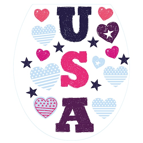 Stickers USA avec coeur pour abattant de toilette