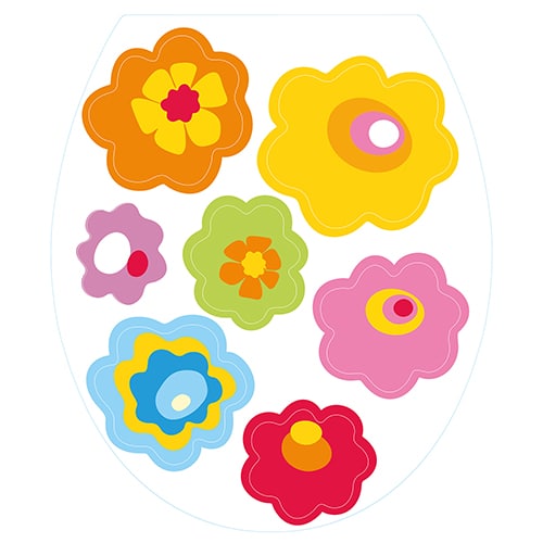 Sticker fleurs de couleurs pour abattant de toilette