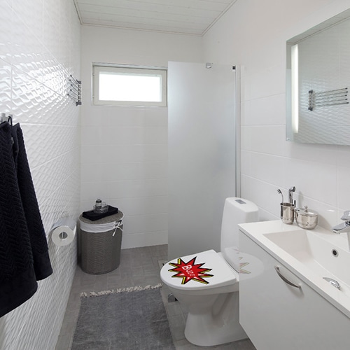 Autocollant décoration carrelage blanc ciment souris pour salle de bain