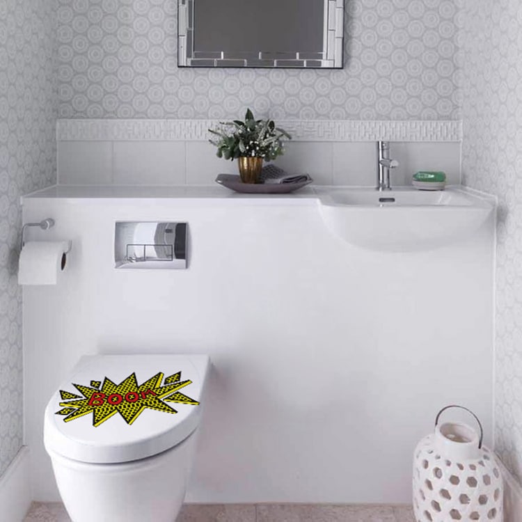 abattant de toilette décoré avec un sticker autocollant graf