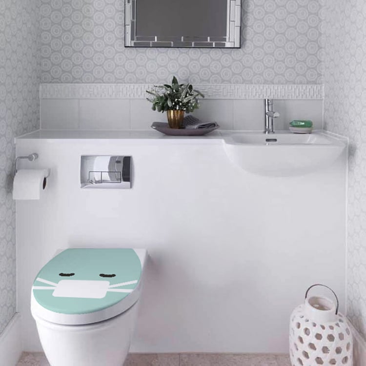 Sticker autocollant Hexagonal dans une salle de bain avec WC