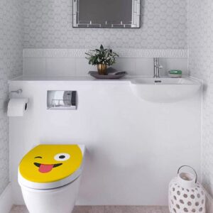 Sticker adhésif Smiley langue jaune sur WC