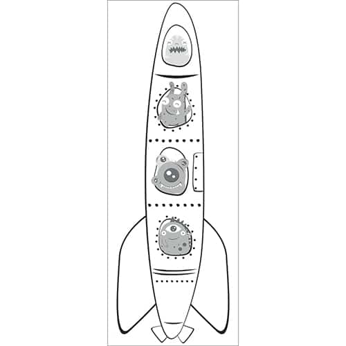Autocollant fusée à colorier pour enfants