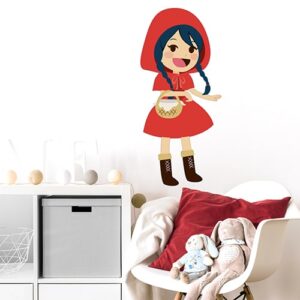 Autocollant mural pour enfants Chaperon Rouge mis en ambiance dans une chambre pour enfants