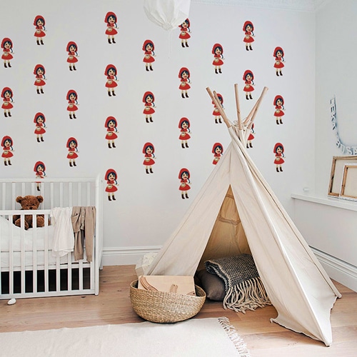 Mosaïque de Stickers muraux pour enfants Chaperon Rouge mis en ambiance dans une chambre pour bébé