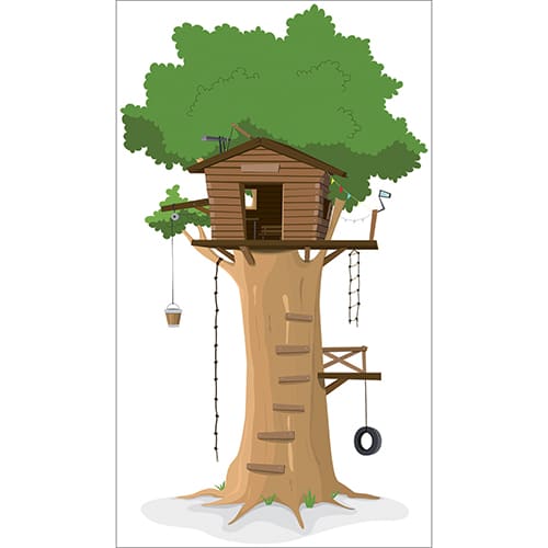 sticker pour enfant cabane en haut d'un arbre