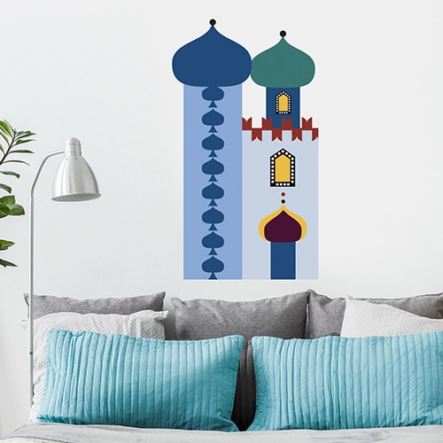 Sticker mural Temple pour enfants mis en ambiance sur un mur blanc