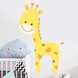 adhésif mural girafon pour enfants mis en ambiance dans une chambre pour bébés