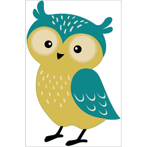 Sticker Hibou vert et jaune pour enfants