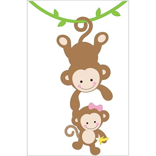 sticker deco bebe et maman singe pour enfant fille