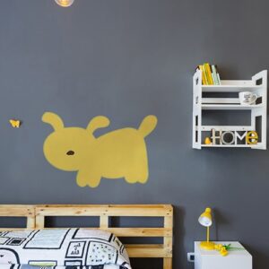 stickers dessin chien Jaune pour enfants sur mur foncé