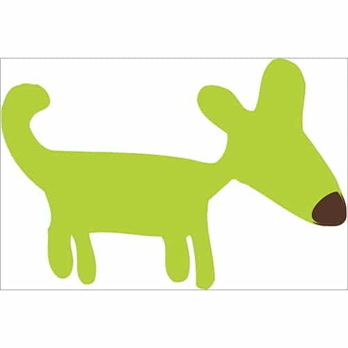 sticker dessin chien vert pour enfants