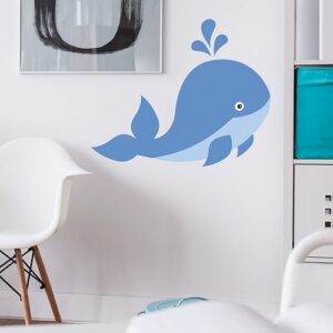 Sticker Baleine enfants sur mur blanc