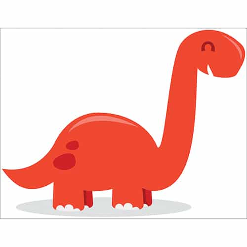 Sticker dinosaure rouge enfant avec ombre