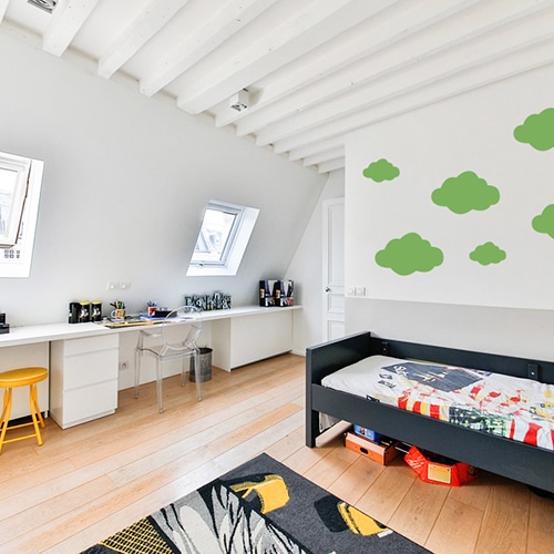 Sticker Nuage Vert enfants Adhésif Nuage Vert pour chambre d'enfant