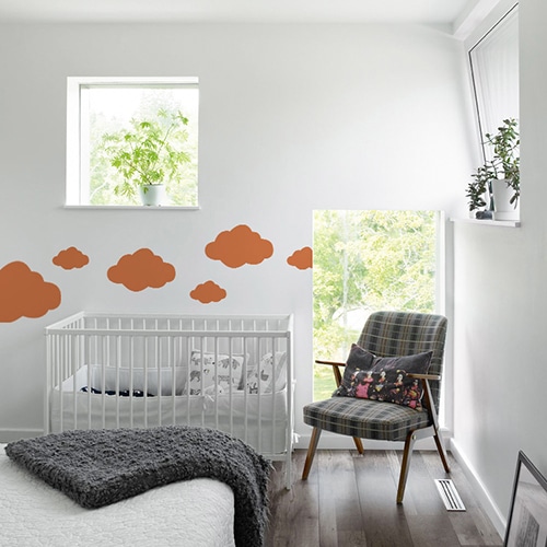 Adhésif nuage orange pour chambre d'enfant