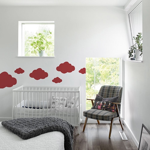 Autocollant Nuage Rouge pour chambre d'enfant