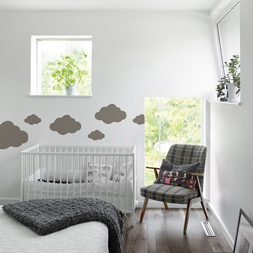 Autocollant Nuage Taupe pour chambre d'enfant