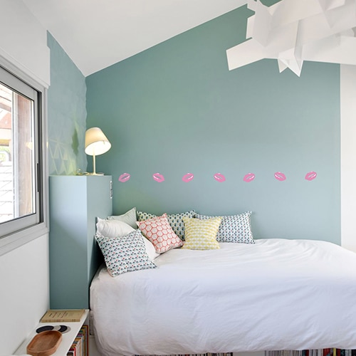 Autocollant décoration bleu Nuages 3D pour mur gris de chambre d'enfant