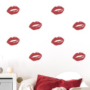 stickers lèvres rouges mis en ambiance sur mur très clair