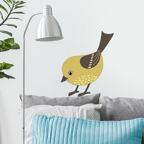 Autocollant mural Oiseau pour enfants mis en ambiance sur un mur blanc