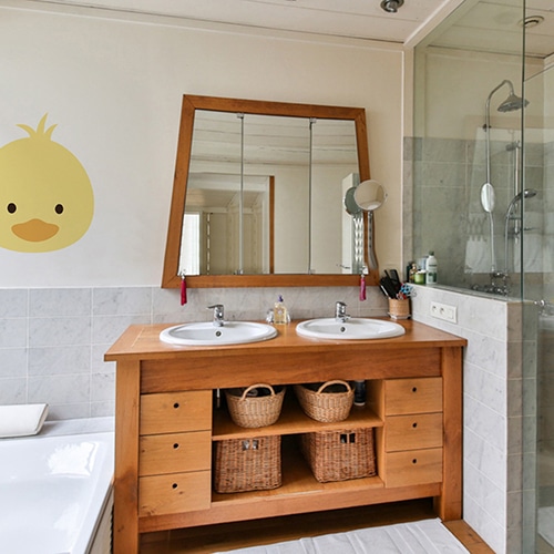 Stickers Tête de poussin jaune pour salle de bain