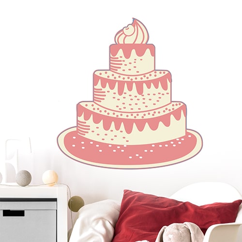 Sticker Gâteau pour la chambre de votre enfant : Joyeux anniversaire ! mis en ambiance, 2ème proposition