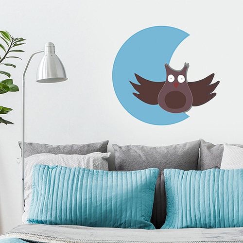 Stickers autocollants Hibou Lune pour vos enfants mis en ambiance dans une pièce à vivre