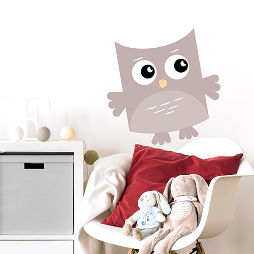 Sticker Hibou Rose Chair pour enfants mis en ambiance dans une chambre