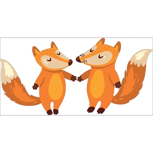 Sticker mural Renards Amoureux enfants