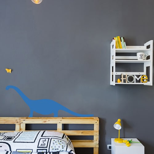 Sticker autocollant Dino Bleu pour enfant collé au mur d'une chambre