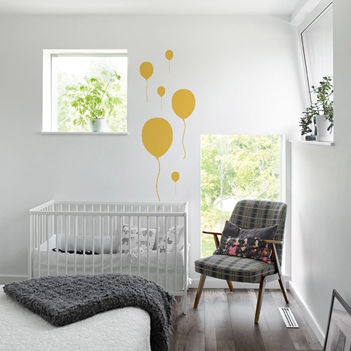 Sticker Ballon Jaune frise pour chambre d'enfants