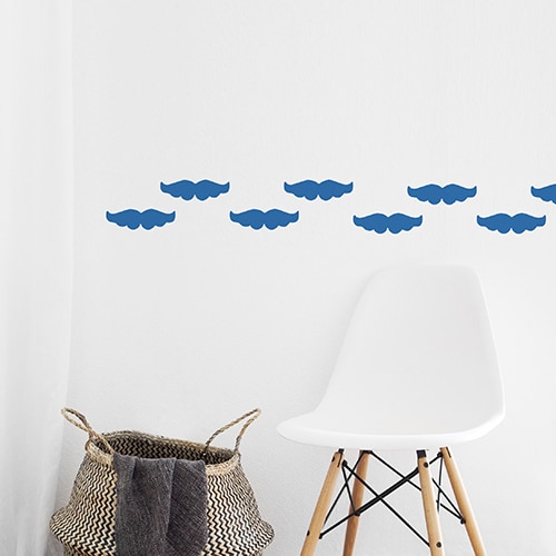 Stickers muraux moustache bleue frise pour pièces de la maison