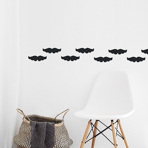 Stickers frise pour murs moustache noire