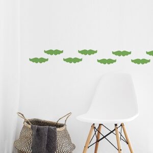 Stickers adhésifs Moustaches Vertes enfants mis en ambiance, 1ère proposition